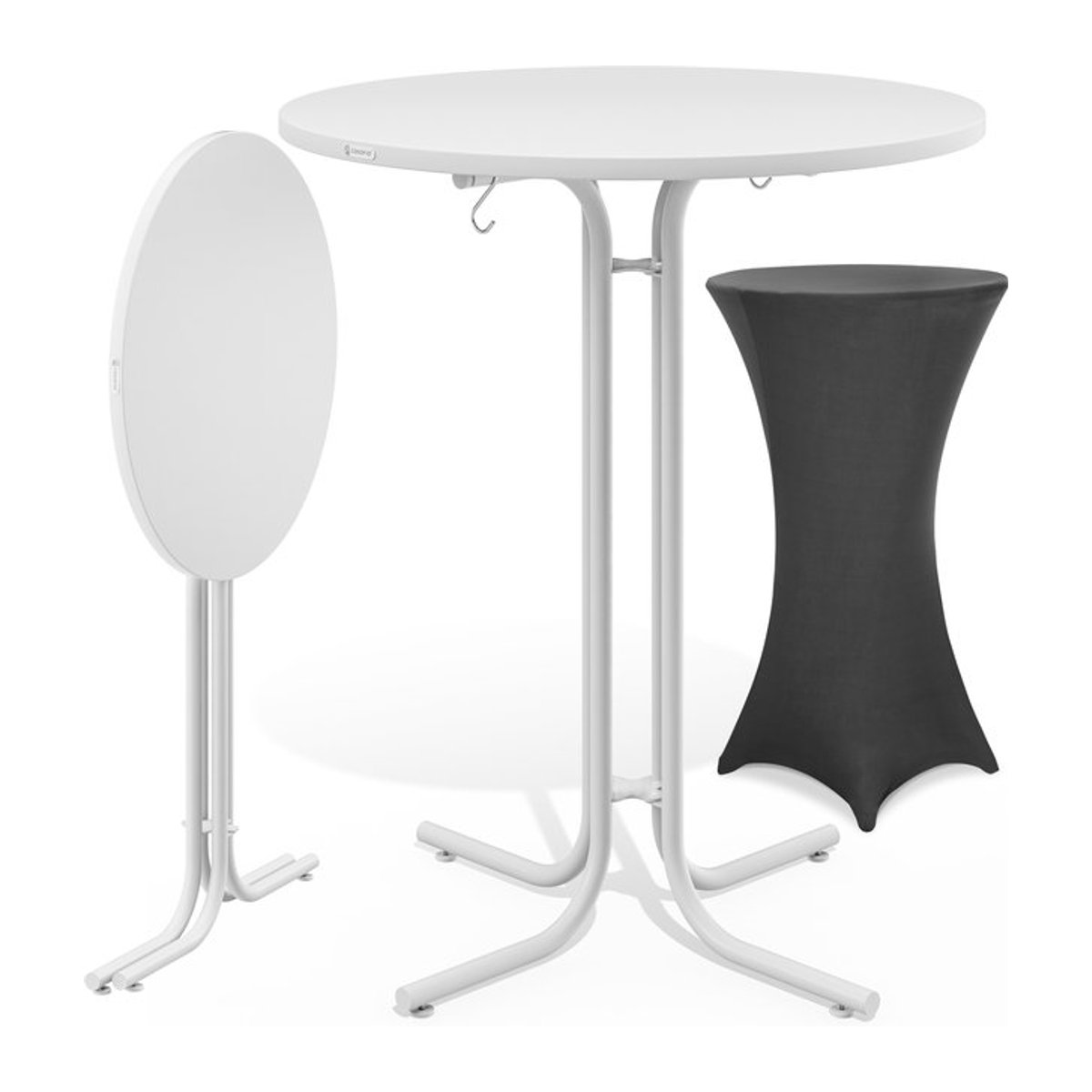 CASARIA Stehtisch Weiß aus Holzwerkstoff mit Stehtischhusse Grau B: 110 cm, T: 70 cm, H: 70 cm und Husse Ø: 70 cm - Bild 1