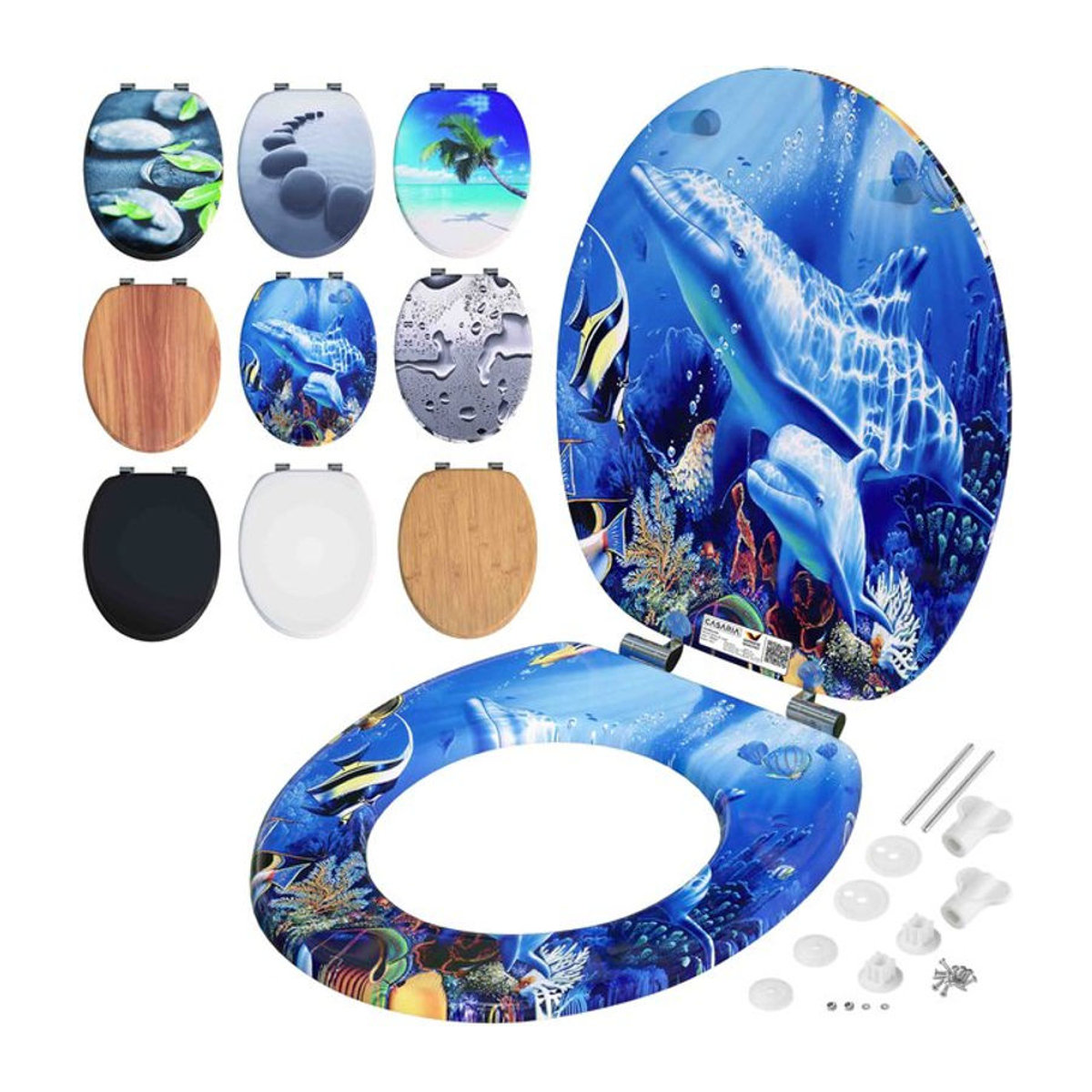 CASARIA Toilettensitz Sealife mit Absenkautomatik in Blau und Bunt, B/T/H: 43,5 x 43,5 x 37,5 cm - Bild 1