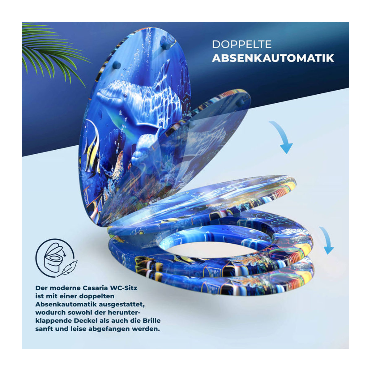 CASARIA Toilettensitz Sealife mit Absenkautomatik in Blau und Bunt, B/T/H: 43,5 x 43,5 x 37,5 cm - Bild 4