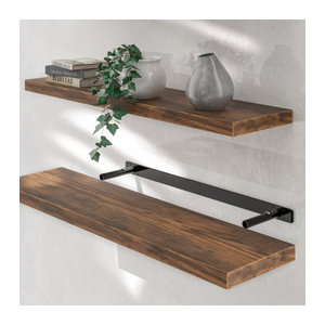 CASARIA Wandregal Schweberegal in Eiche Dunkel im Industrial Design mit Halterung, Breite: 90 cm