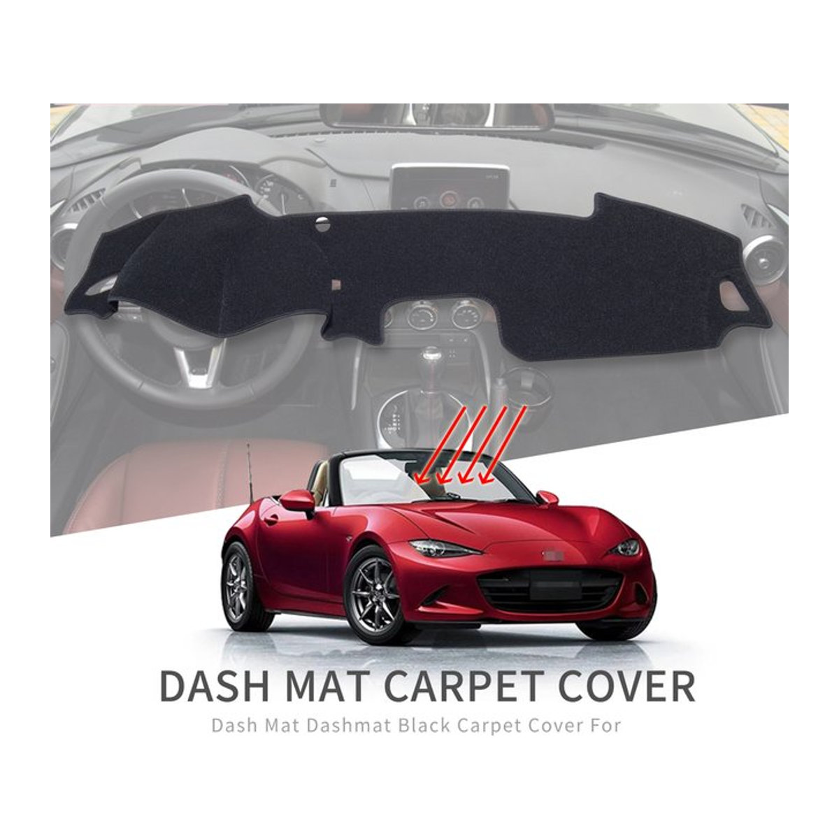 CATUSIKI Armaturenbrett-Matte für Mazda MX-5 Roadster Miata 2015–2022 ND RF, Sonnenschutz aus Textil in Schwarz - Bild 1