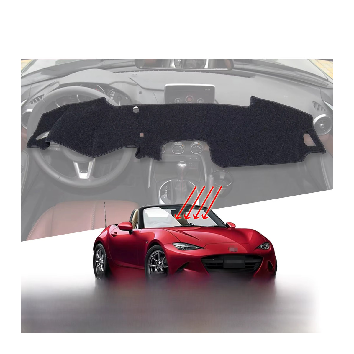 CATUSIKI Armaturenbrett-Matte für Mazda MX-5 Roadster Miata 2015–2022 ND RF, Sonnenschutz aus Textil in Schwarz - Bild 6