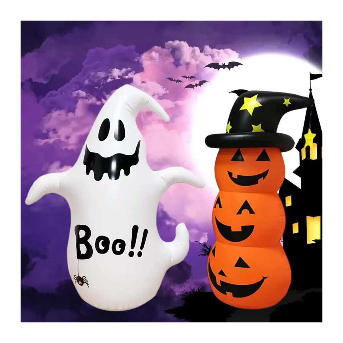 CatXaa Aufblasbare Weihnachtsdekoration aus PVC, Mehrfarbiger Weihnachtsmann und Schneemann als Party-Luftmodell für Weihnachten und Halloween - Bild 1