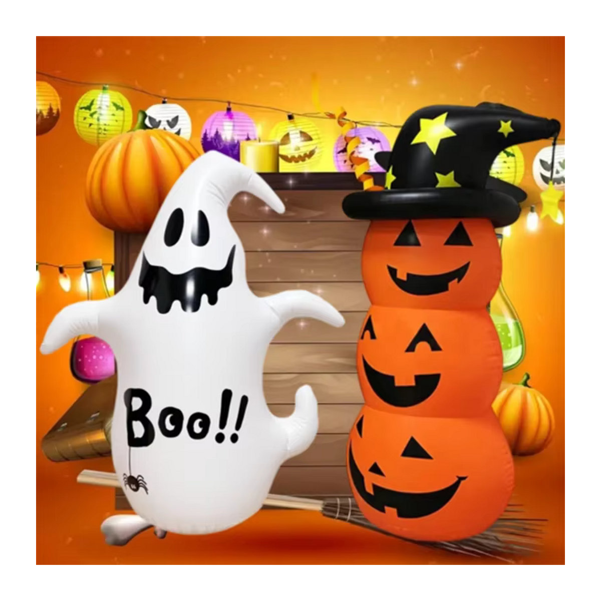 CatXaa Aufblasbare Weihnachtsdekoration aus PVC, Mehrfarbiger Weihnachtsmann und Schneemann als Party-Luftmodell für Weihnachten und Halloween - Bild 2