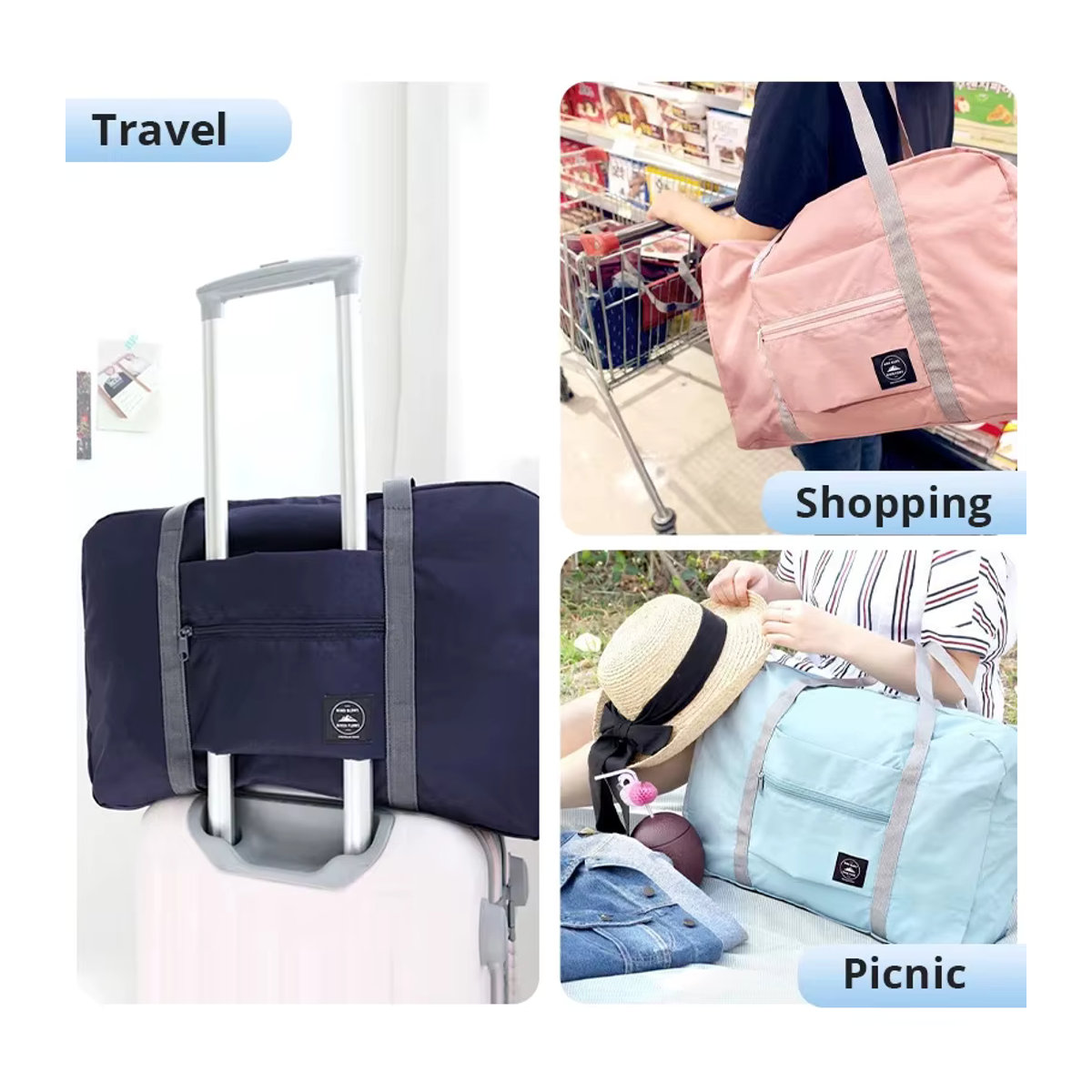 CCKANSCLE Reisetasche zum Falten für Kleidung und Gepäck in Blau oder Bunt - Bild 3