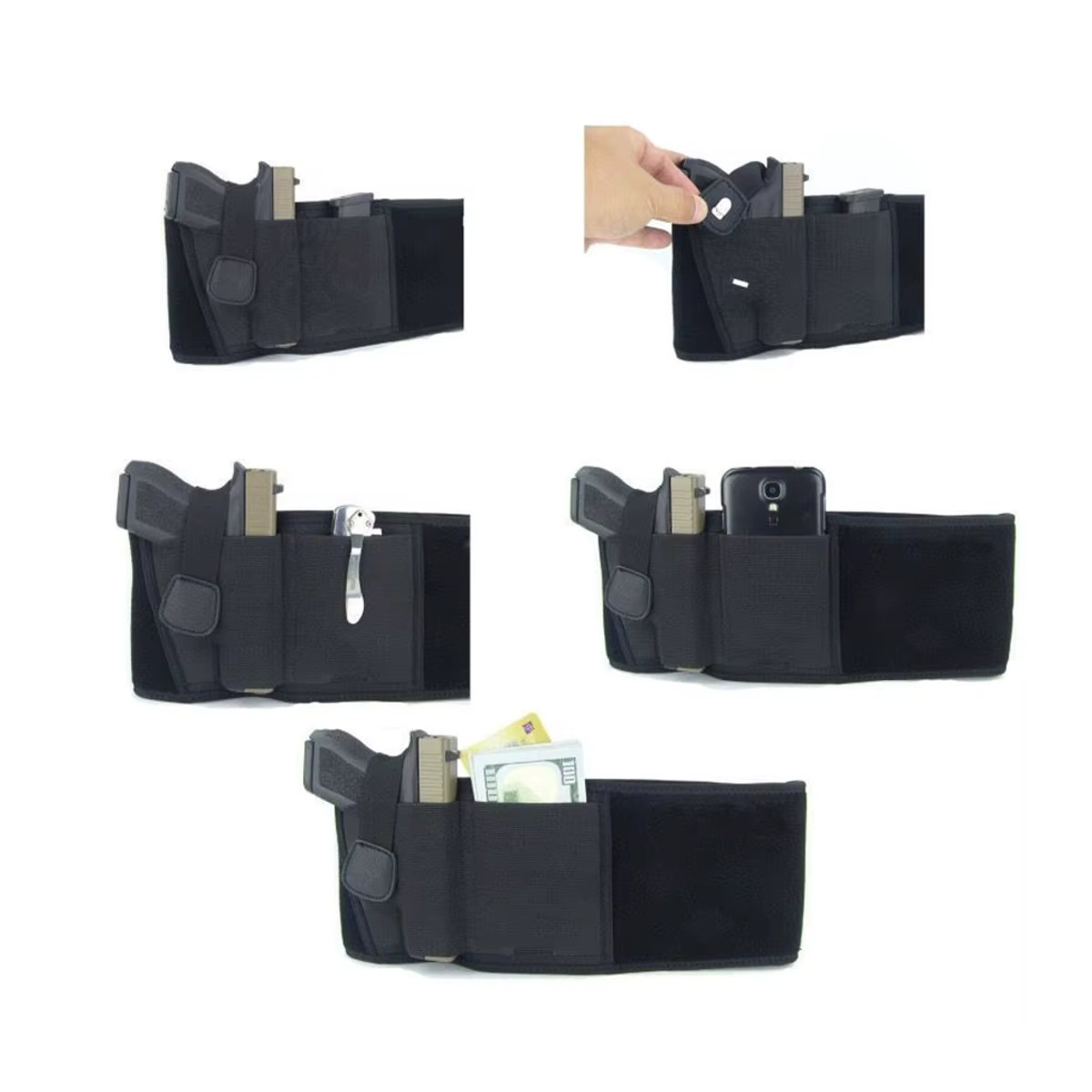CCOOLERFIRE Taktischer Taillengürtel in Schwarz für Outdoor, Jagd und Fitness mit verdecktem Holster und Handyfach - Bild 2