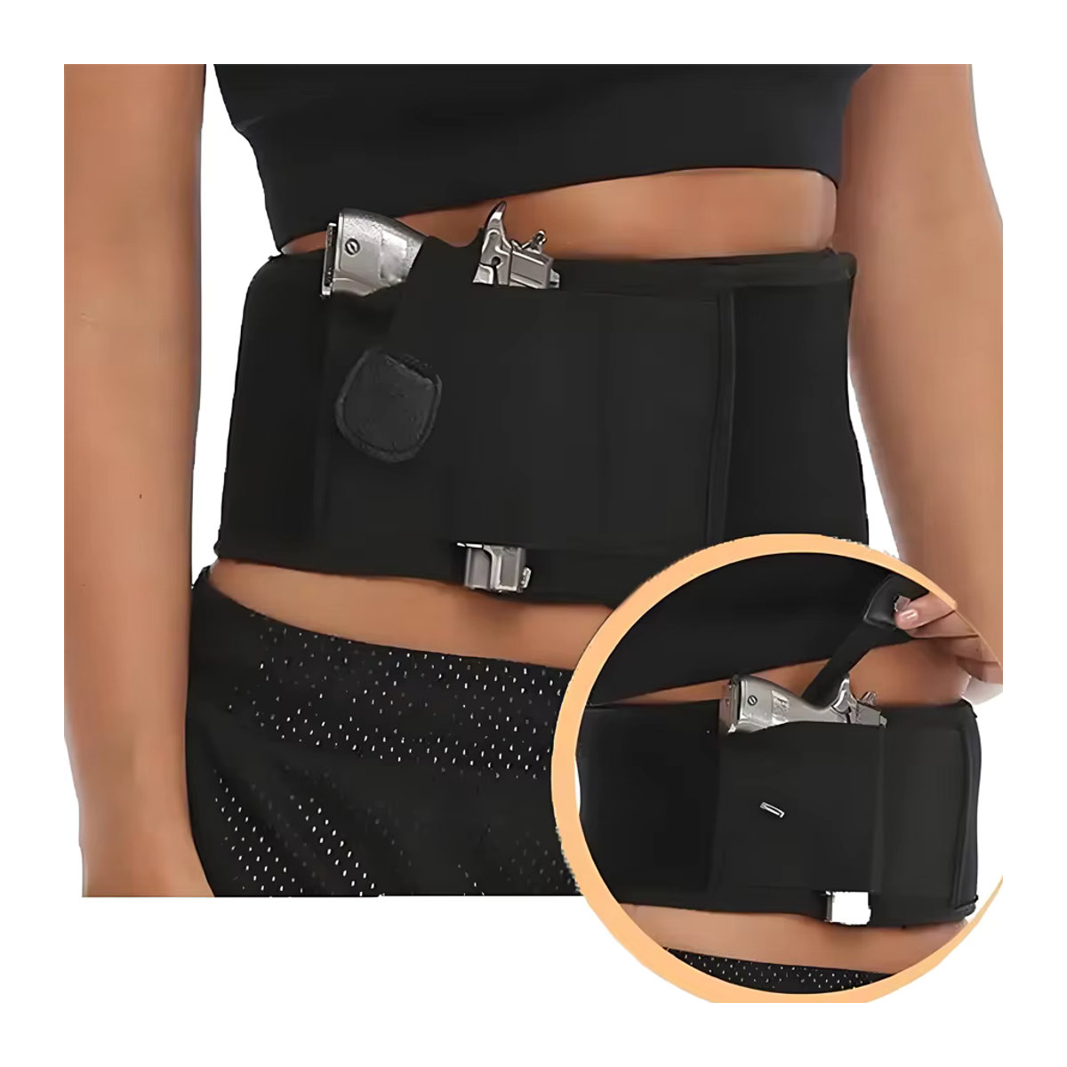 CCOOLERFIRE Taktischer Taillengürtel in Schwarz für Outdoor, Jagd und Fitness mit verdecktem Holster und Handyfach - Bild 4