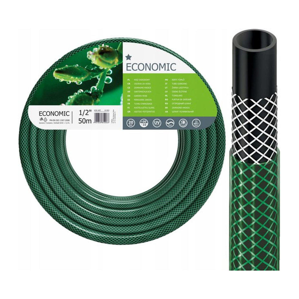 CellFast Gartenschlauch Economische 1/2-Zoll in Grün, 50m - Bild 1
