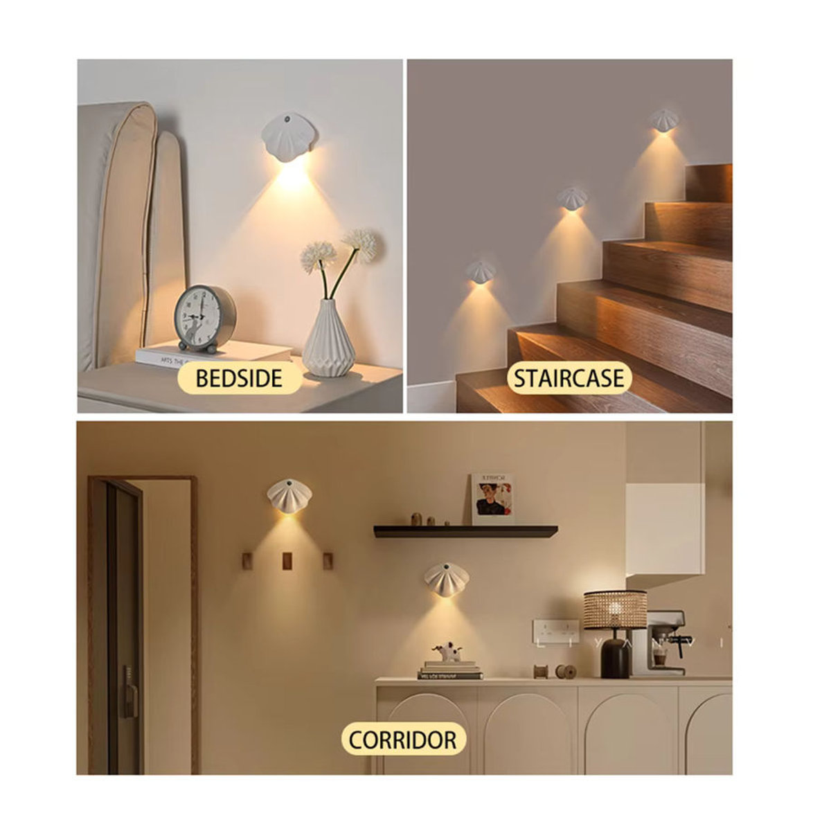 CENSHION LED Nachtlicht mit Bewegungssensor in Schalenform, USB Typ C wiederaufladbar, minimalistisches Design für Schlafzimmer, Korridor und Treppe - Bild 3