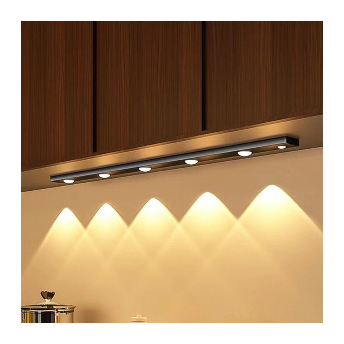 CENSHION LED Schrankleuchte mit Bewegungsmelder, USB wiederaufladbar, Schwarz, 20 cm - Bild 1