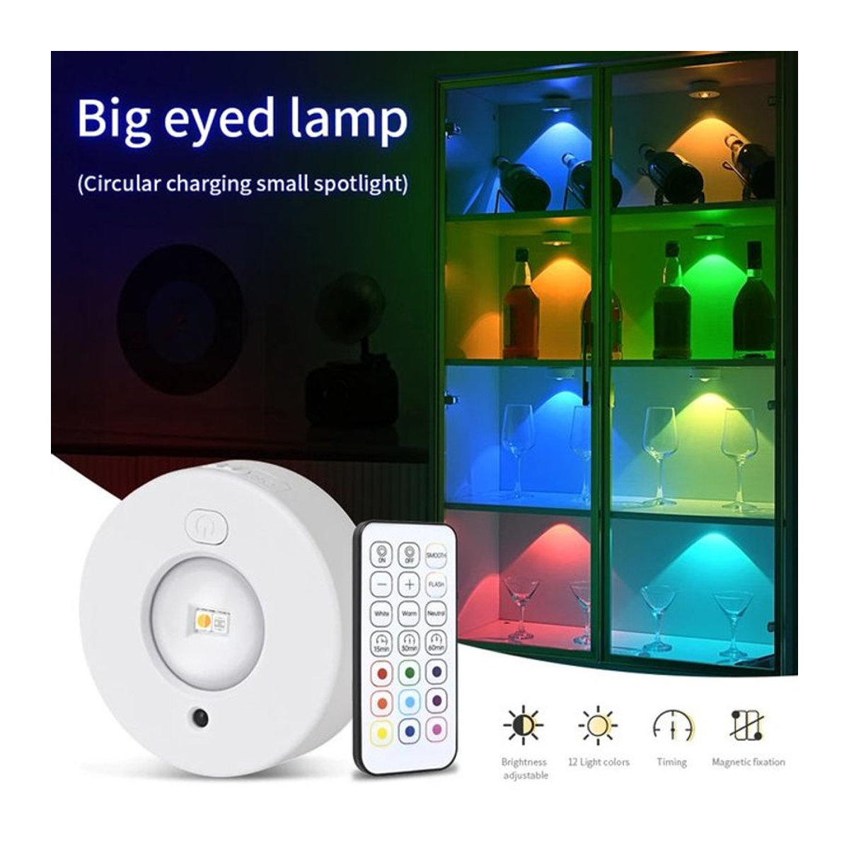 CENSHION RGB-LED-Unterschrankleuchten mit Fernbedienung, kabellose Möbelbeleuchtung in Bunt und Weiß, dimmbar und wiederaufladbar - Bild 1