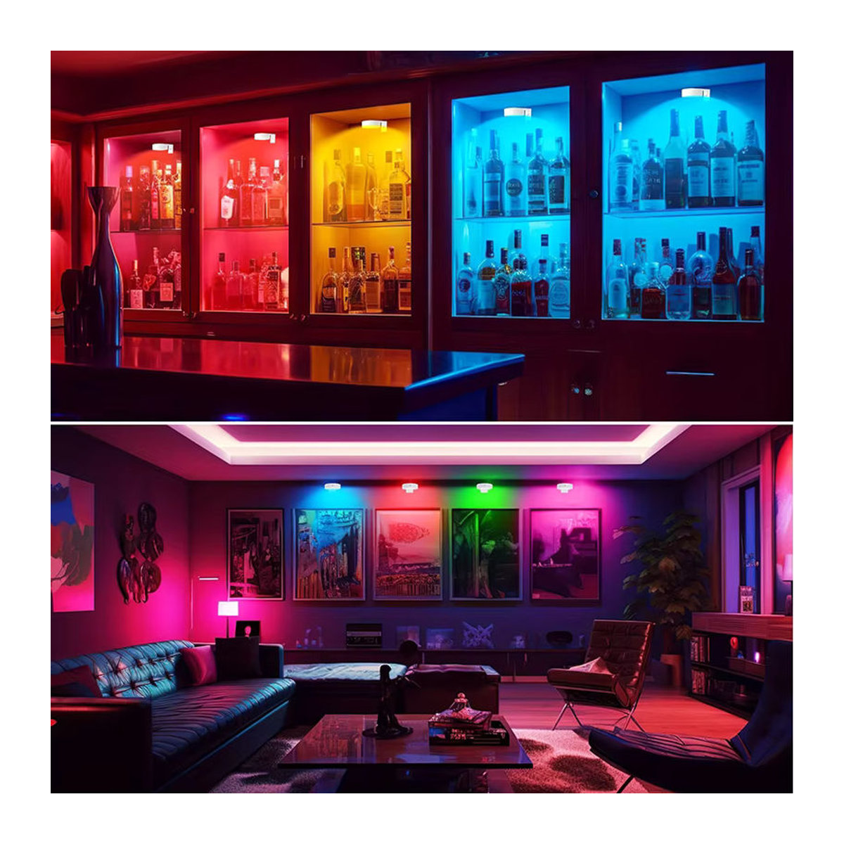 CENSHION RGB-LED-Unterschrankleuchten mit Fernbedienung, kabellose Möbelbeleuchtung in Bunt und Weiß, dimmbar und wiederaufladbar - Bild 2
