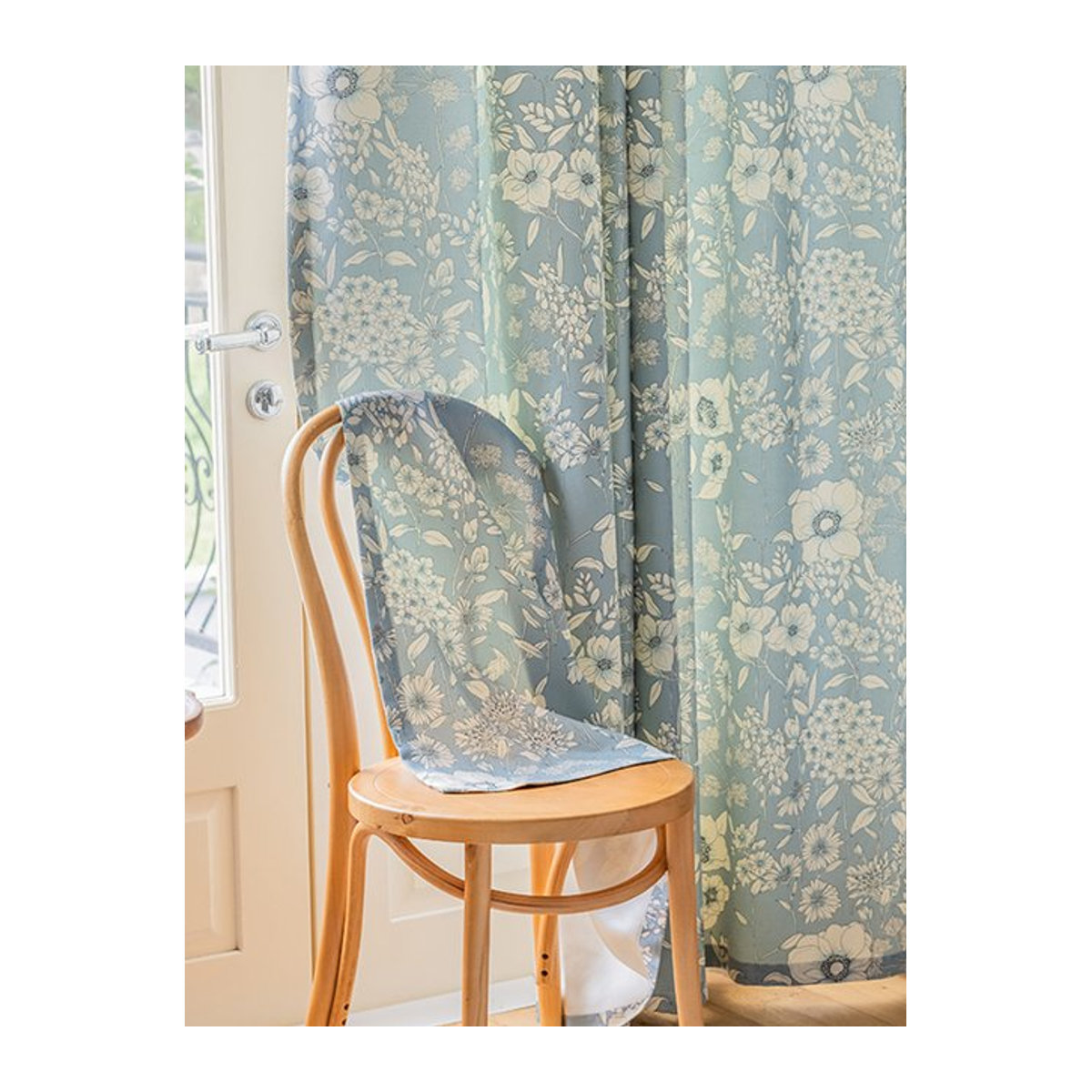 CENTURyMiG Semi-Blackout Vorhang im chinesischen Pastoral-Stil für Wohnzimmer und Schlafzimmer in Grün oder Blau - Bild 1