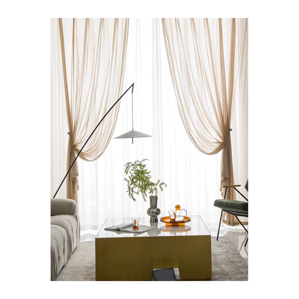CENTURyMiG Staubdichter und lichtdurchlässiger Vorhang für Wohnzimmer, Schlafzimmer und Balkon in Beige oder Weiß - Bild 2