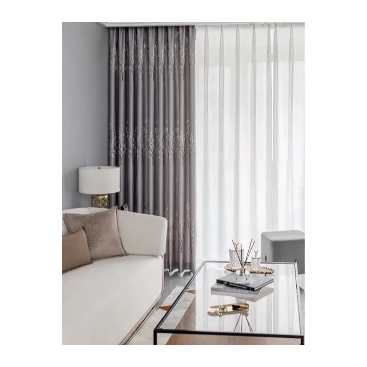 CENTURyMiG Verdickter Jacquard Vorhang in Grau zur Wärmedämmung und Verdunkelung für Wohnzimmer und Schlafzimmer - Bild 4