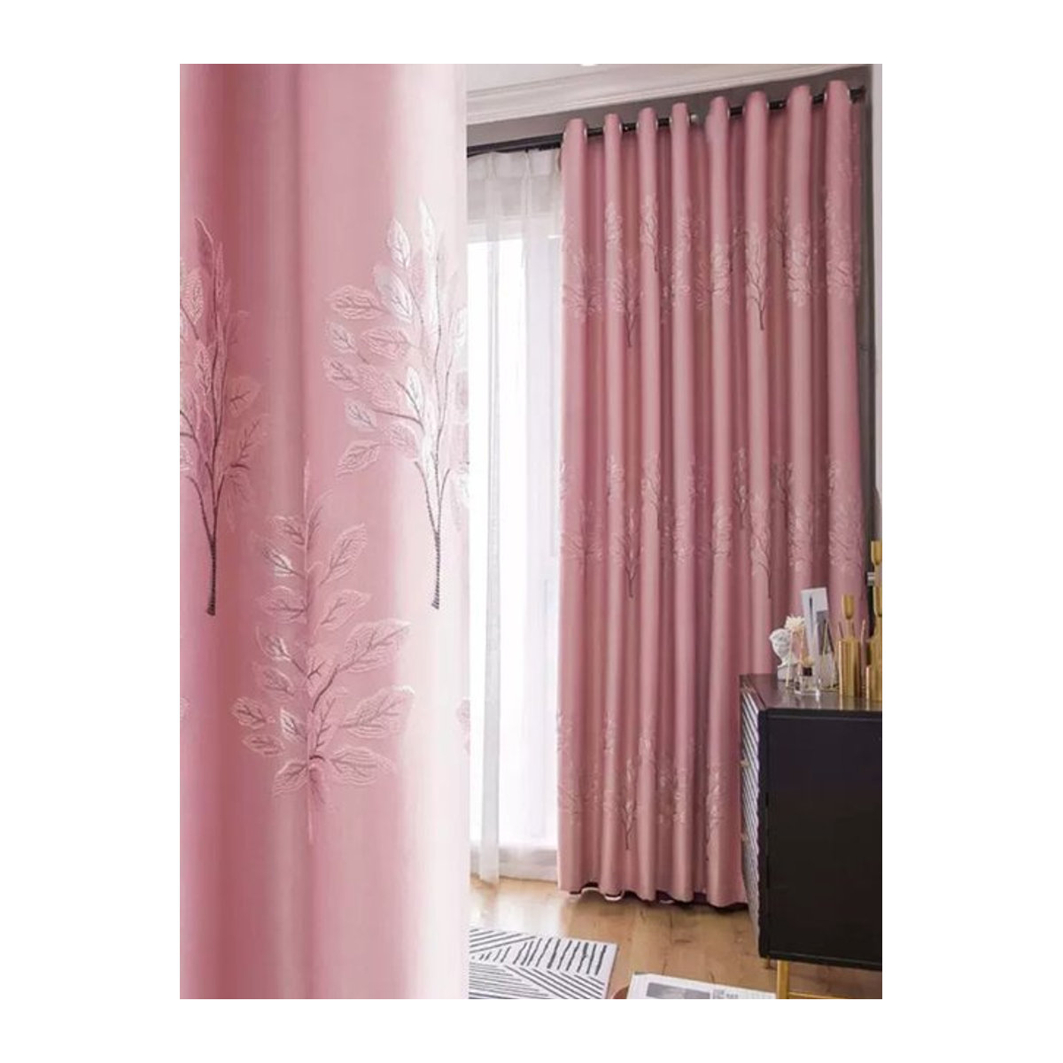 CENTURyMiG Verdunkelungsvorhänge mit Landschaftsmotiv in Rosa, lichtblockierend und isolierend für Wohnzimmer und Schlafzimmer - Bild 1