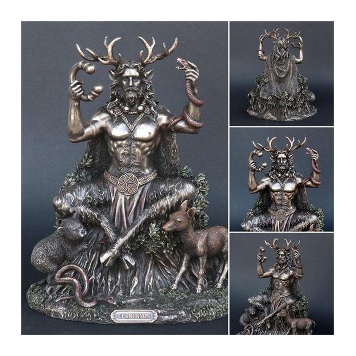 Cernunnos Statue aus Kunstharz in Gold und Braun zur Dekoration von Haus und Garten - Bild 1