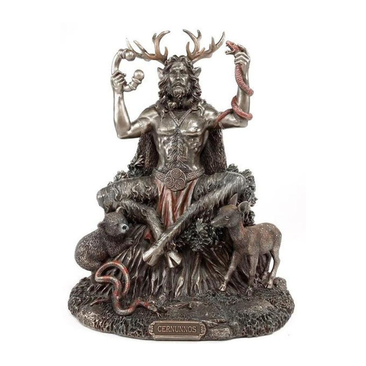 Cernunnos Statue aus Kunstharz in Gold und Braun zur Dekoration von Haus und Garten - Bild 2