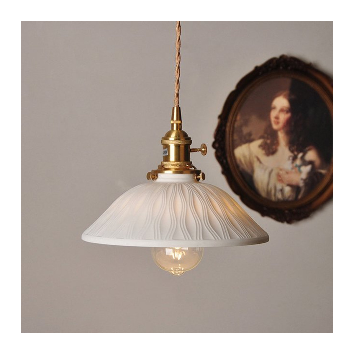 Ceropegia Kronleuchter aus Keramik im Retro-Design in Rot und Weiß - Bild 1