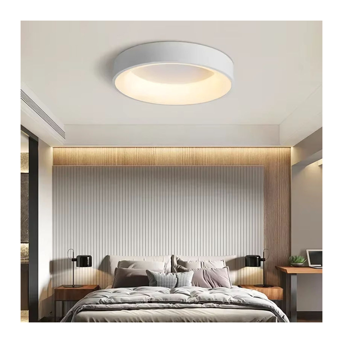 CETANT LED-Deckenleuchte in Weiß mit Fernbedienung und einstellbarer Farbtemperatur sowie Helligkeit, minimalistischer Kronleuchter für Wohnzimmer und Schlafzimmer, Durchmesser: 30 cm - Bild 3