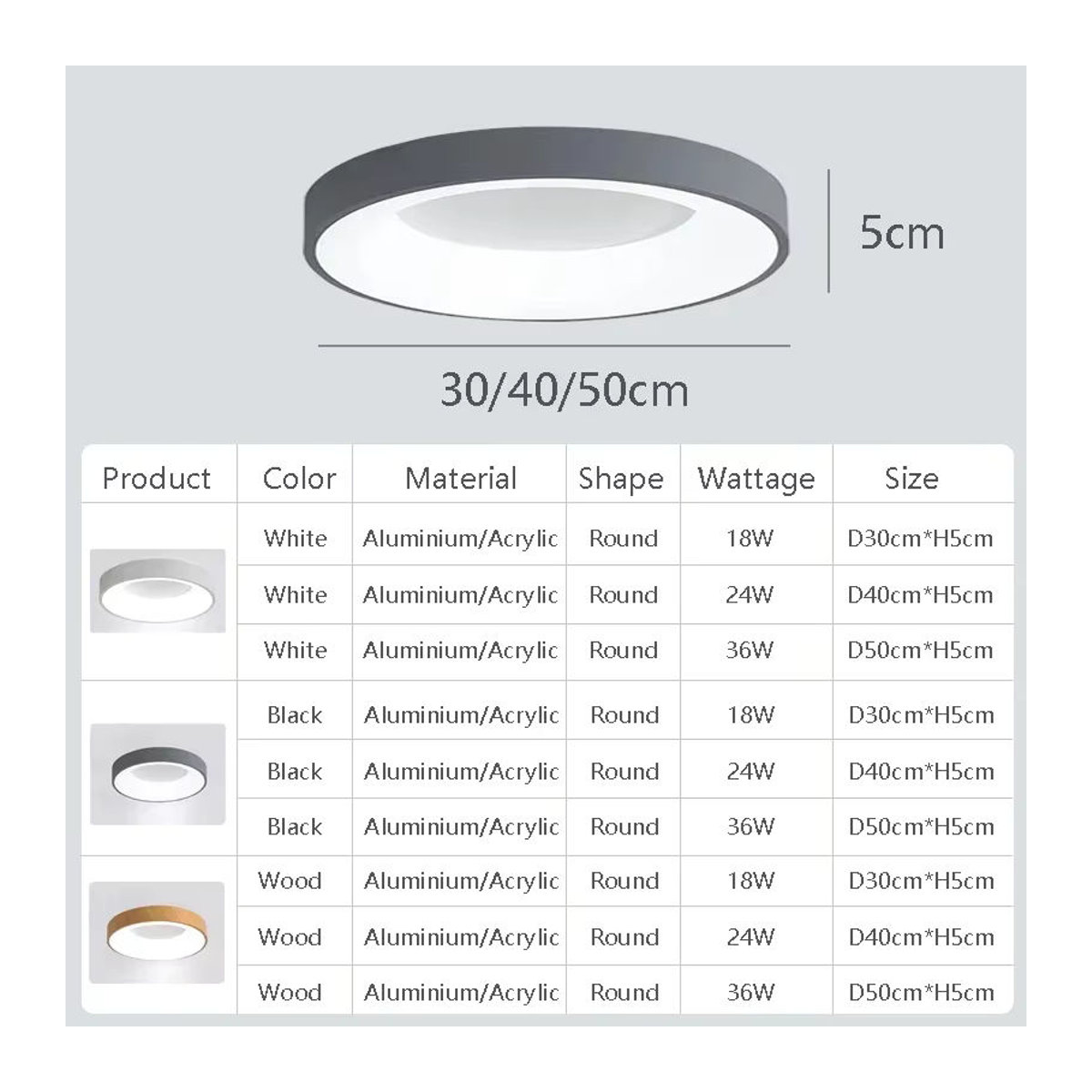 CETANT LED-Deckenleuchte in Weiß mit Fernbedienung und einstellbarer Farbtemperatur sowie Helligkeit, minimalistischer Kronleuchter für Wohnzimmer und Schlafzimmer, Durchmesser: 30 cm - Bild 5
