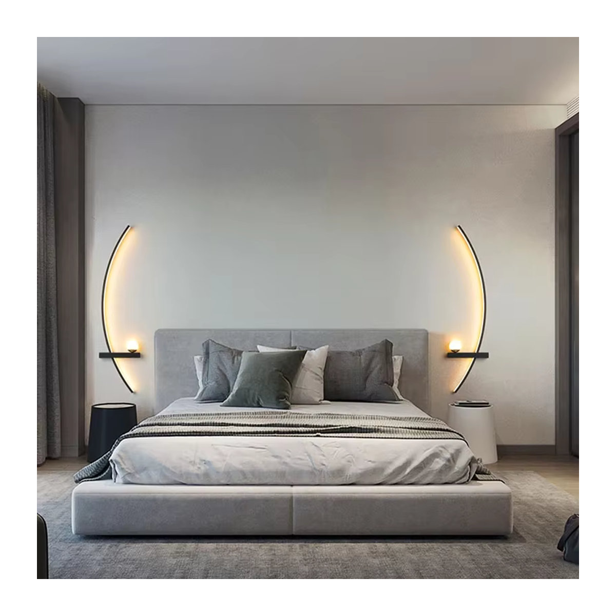 CETANT LED-Wandleuchte Modern in Schwarz mit Smart-Fernbedienung und Links-Rechts-Beleuchtung für Schlafzimmer, Nachttisch oder Wohnzimmer, Breite: 55 cm - Bild 2