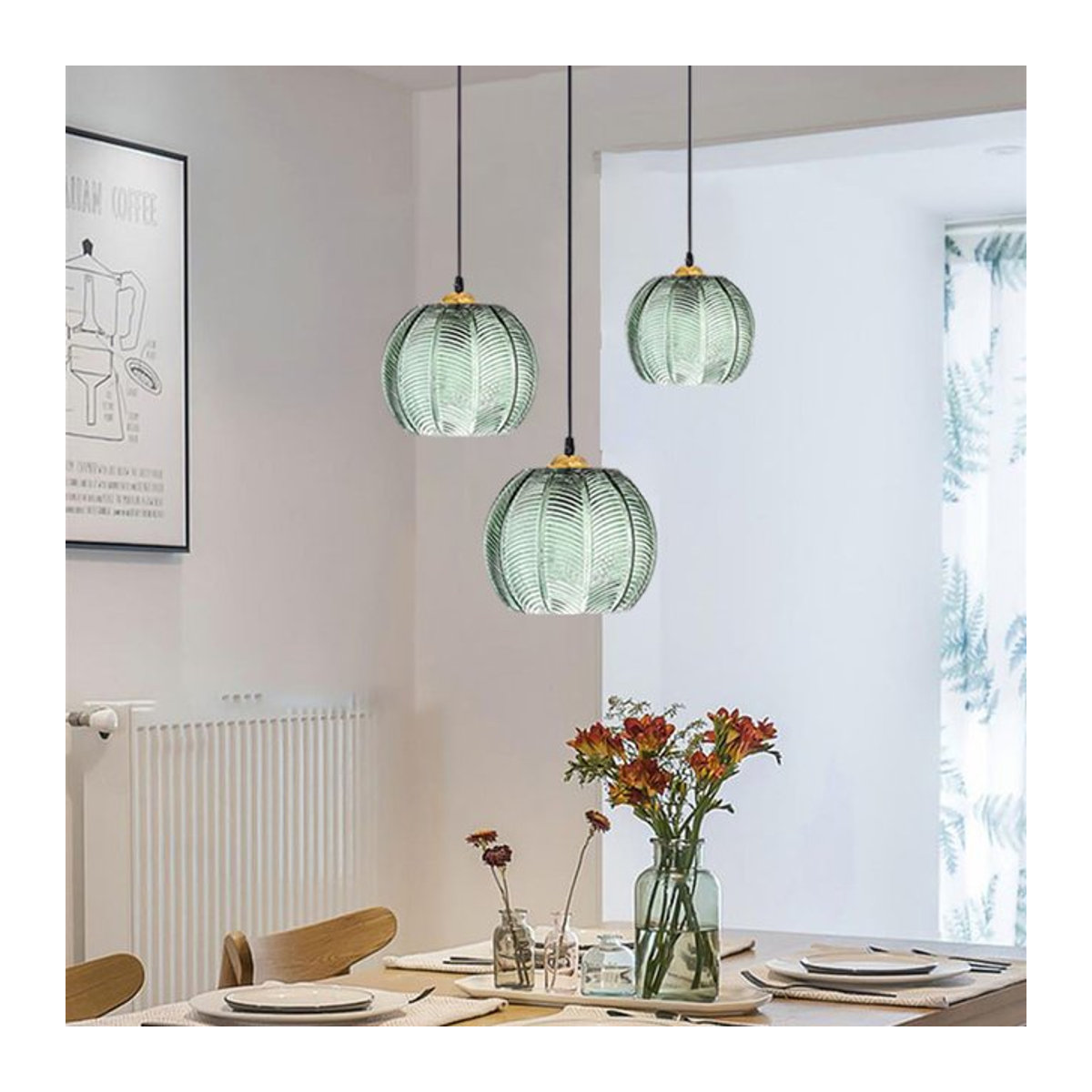 CETANT Nordic LED Pendelleuchte aus Glas in Grün für Wohnzimmer, Esszimmer und Schlafzimmer - Bild 1