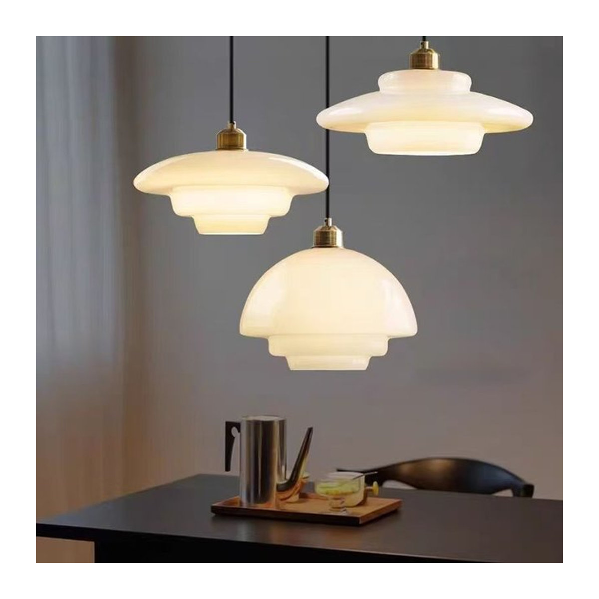 CETANT Pendelleuchte aus Glas in Beige im minimalistischen nordischen Design - Bild 1