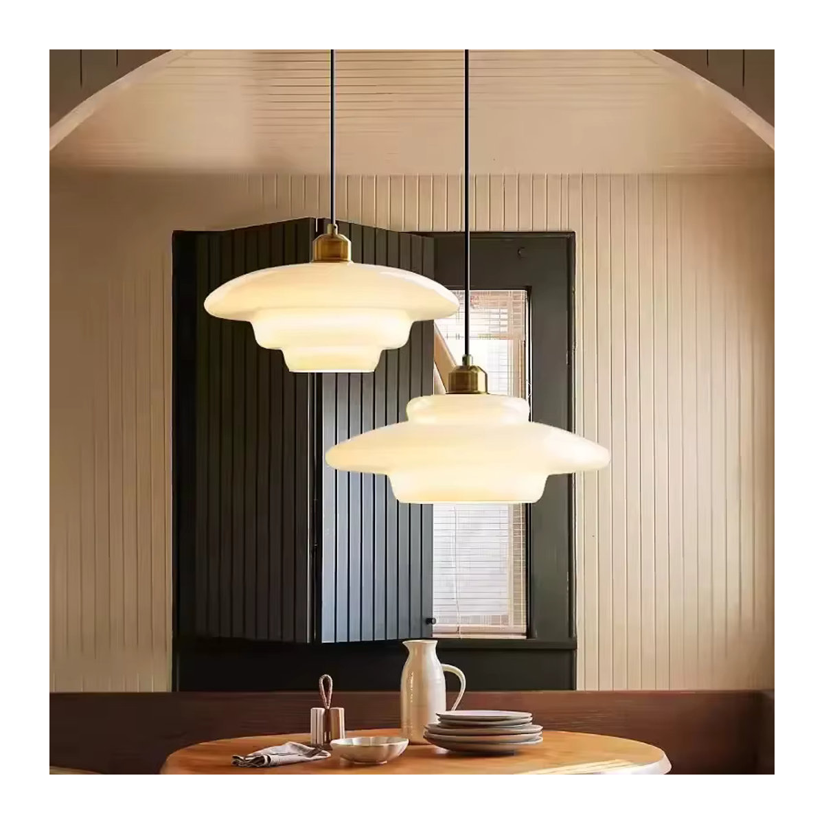 CETANT Pendelleuchte aus Glas in Beige im minimalistischen nordischen Design - Bild 2