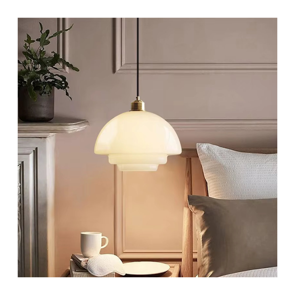 CETANT Pendelleuchte aus Glas in Beige im minimalistischen nordischen Design - Bild 3