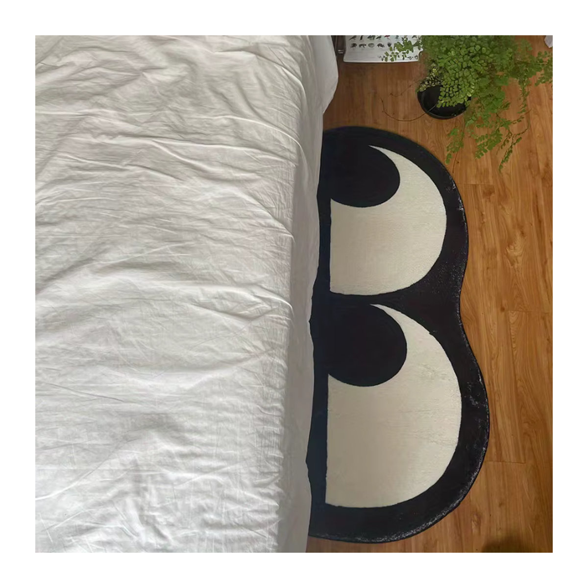 CH CACILLO Kunst-Design Teppich mit Augenmuster in Schwarz-Weiß, waschbare Dekoration für Nachttisch und Wohnbereich - Bild 2