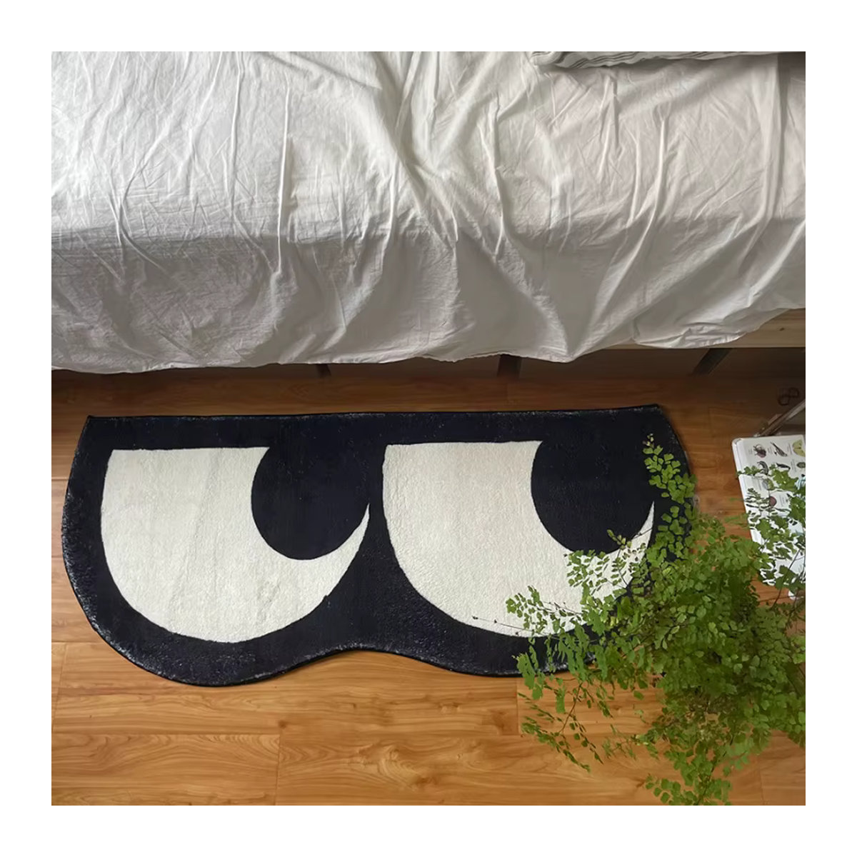 CH CACILLO Kunst-Design Teppich mit Augenmuster in Schwarz-Weiß, waschbare Dekoration für Nachttisch und Wohnbereich - Bild 4