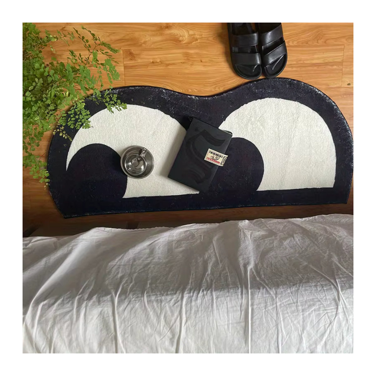 CH CACILLO Kunst-Design Teppich mit Augenmuster in Schwarz-Weiß, waschbare Dekoration für Nachttisch und Wohnbereich - Bild 5