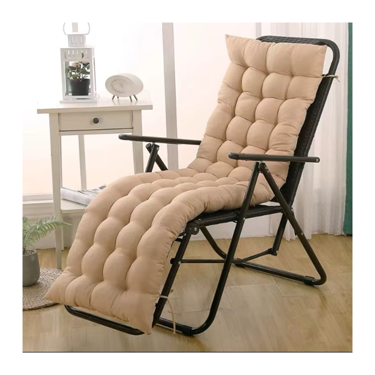 CHA YU PAI Liegestuhlkissen in Grau, rechteckiges Sitzkissen für Gartenstühle, Sofa und Rattanstühle - Bild 2