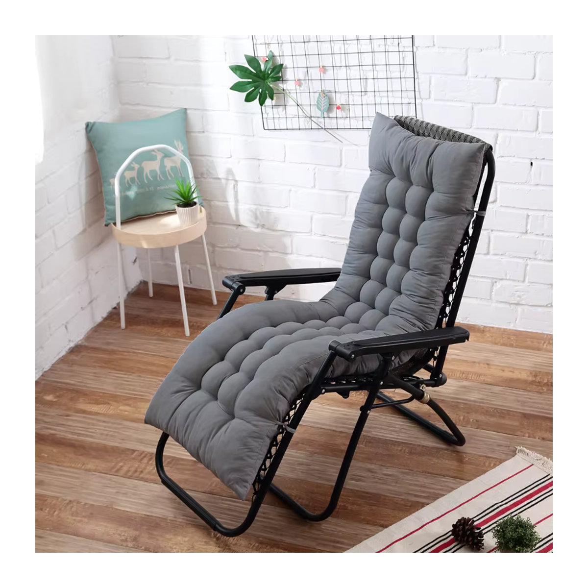 CHA YU PAI Liegestuhlkissen in Grau, rechteckiges Sitzkissen für Gartenstühle, Sofa und Rattanstühle - Bild 3