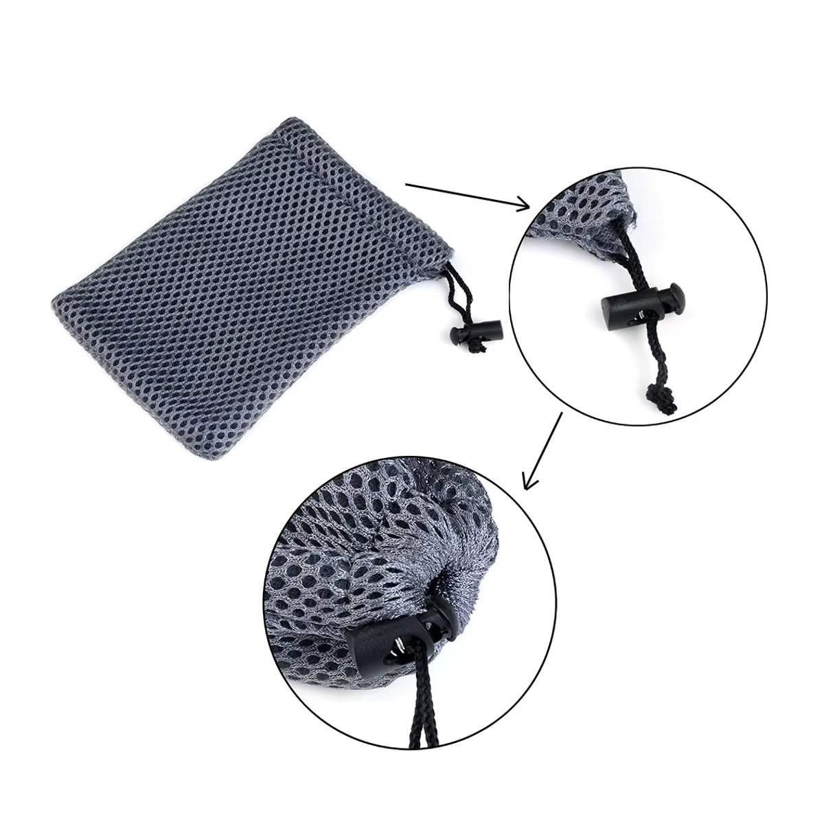 Chanfar Schmuckbeutel aus Nylon Mesh mit Kordelzug, Grau, 10er Set, B: 9 cm, H: 13,5 cm - Bild 6