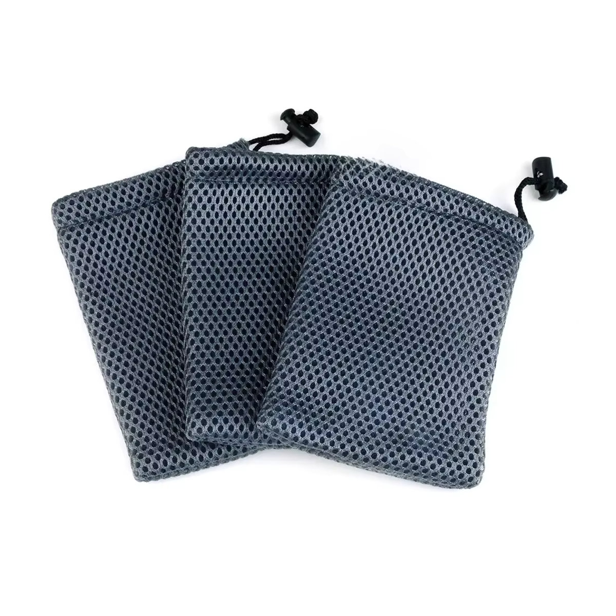 Chanfar Schmuckbeutel aus Nylon Mesh mit Kordelzug, Grau, 10er Set, B: 9 cm, H: 13,5 cm - Bild 7