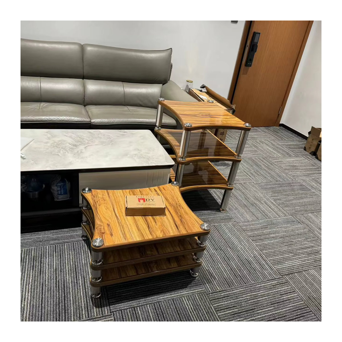 CHANGELIN HIFI Audio Lautsprecher Verstärker Rack aus Edelstahl und Holz - Bild 2