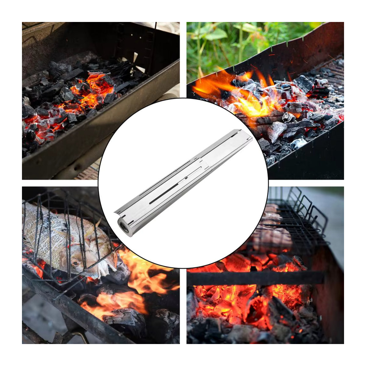 Charbroil Universelle Edelstahl-Heizplatten als verstellbare Flammen-Tamer-Brennerabdeckungen für Gasgrills - Bild 2