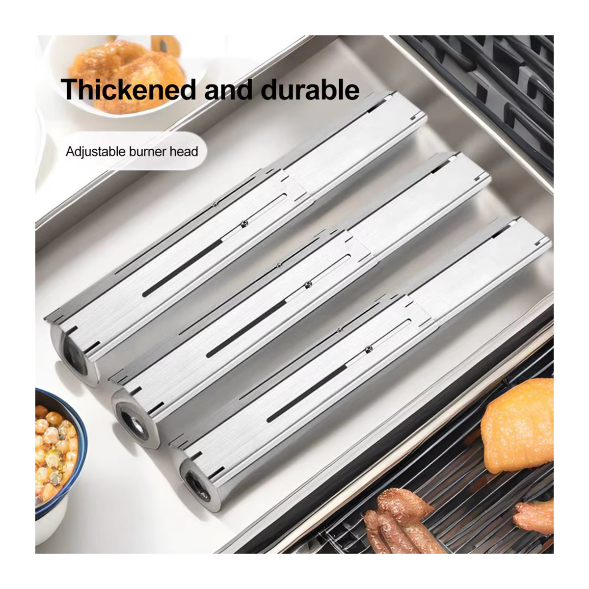 Charbroil Universelle Edelstahl-Heizplatten als verstellbare Flammen-Tamer-Brennerabdeckungen für Gasgrills - Bild 3