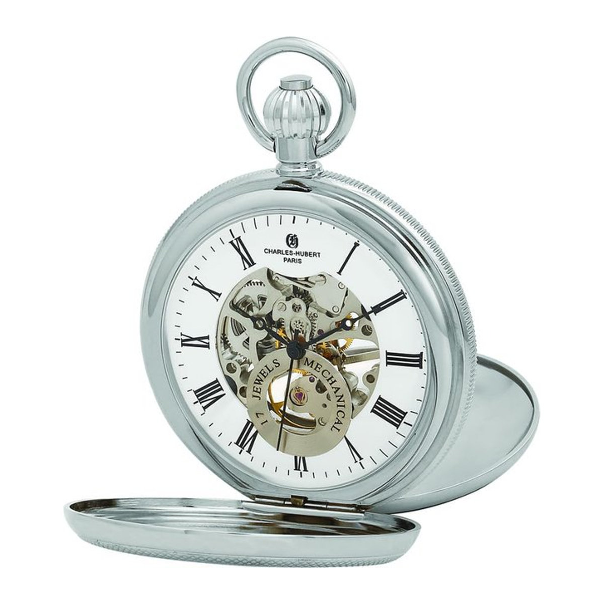 Charles-Hubert Taschenuhr DWA053 mit mechanischem Skelett-Design, Handaufzug, silber - Bild 1