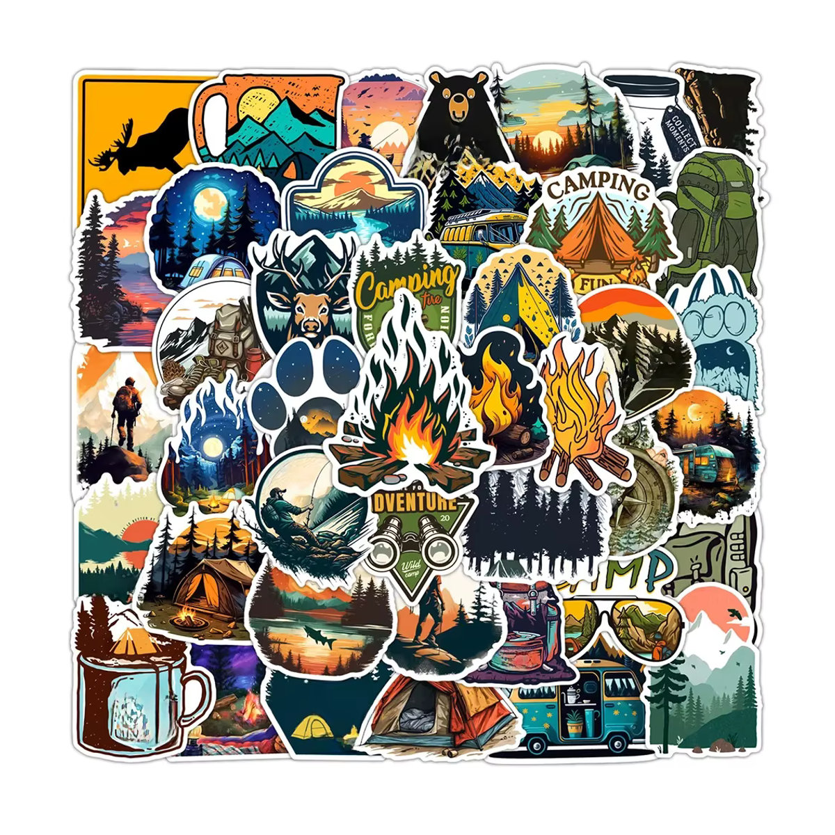 Charlie Cartoon Outdoor Abenteuer Camping Aufkleber Set, mehrfarbig, Papier - Bild 7