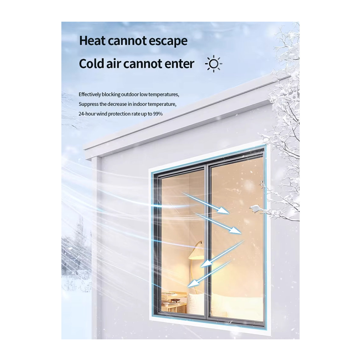 CHARM HOME Kälteisolationsvorhang für Winterfenster, transparent, winddicht und feuchtigkeitsbeständig - Bild 5