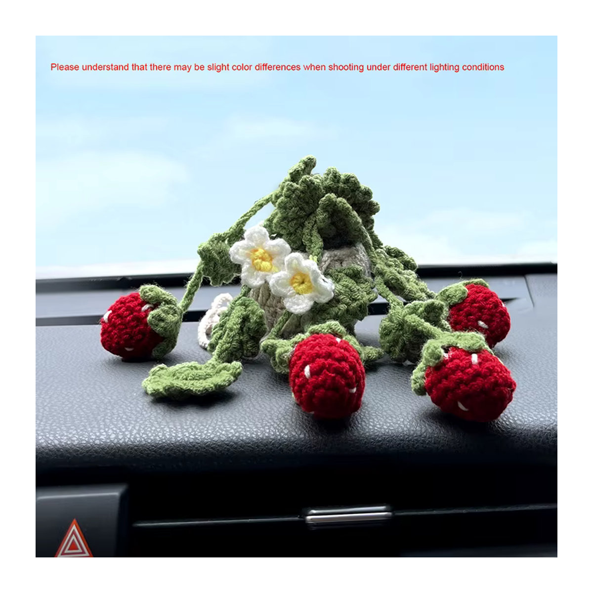 CHEGES Hängender Erdbeere Häkelkorb als Auto Ornament im Bohemian Stil, mehrfarbig - Bild 2