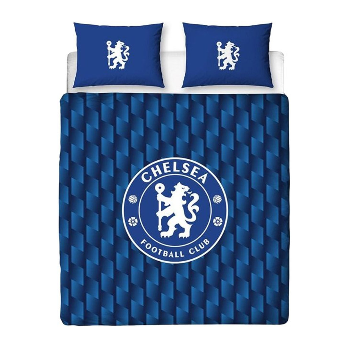 Chelsea FC Geometrisches Doppelbettwäsche-Set in Blau/Weiß - Bild 1