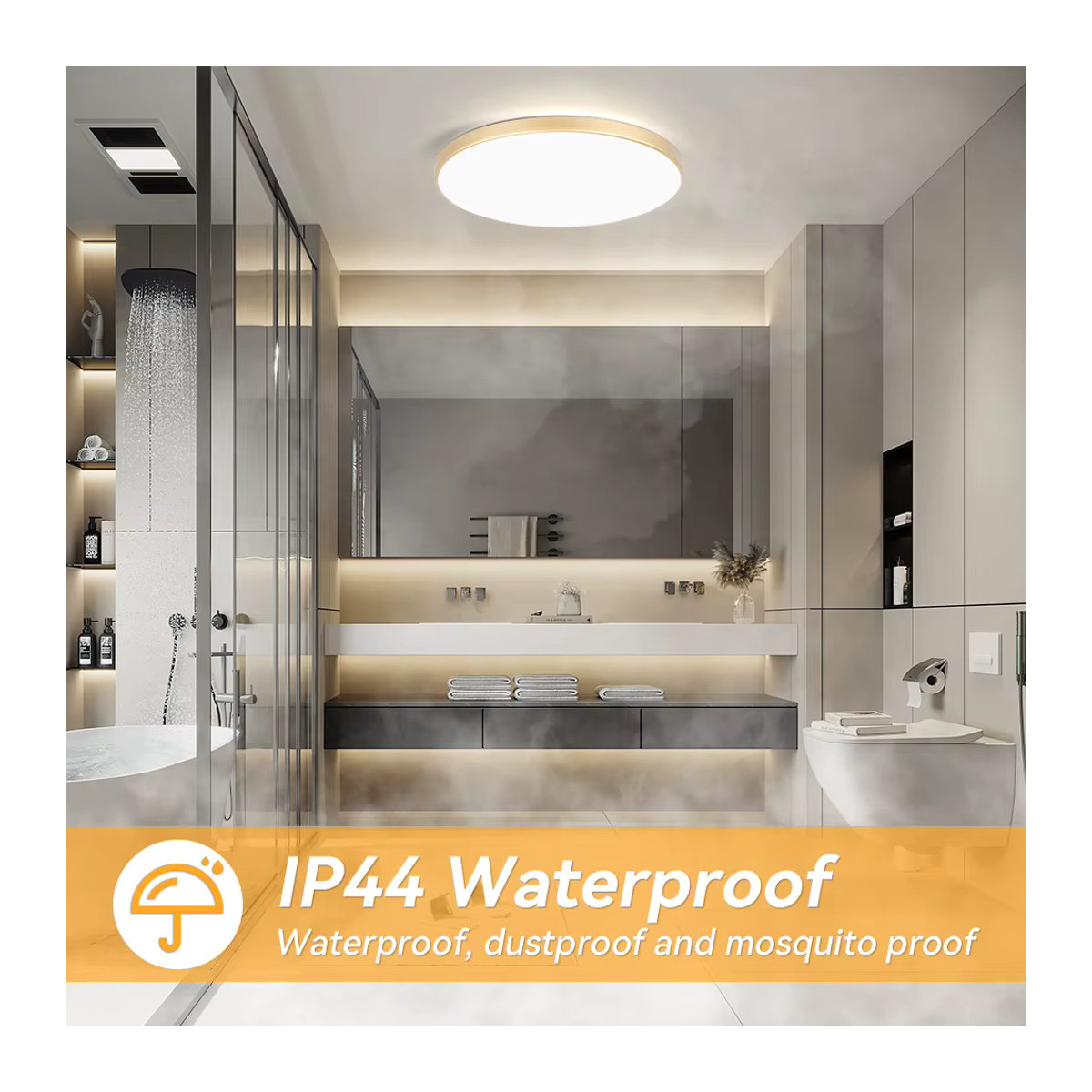 CHENBEN Goldene LED-Deckenleuchte Minimalistisch Ultradünne Deckenpaneellampe für Wohnzimmer und Badezimmer - Bild 3