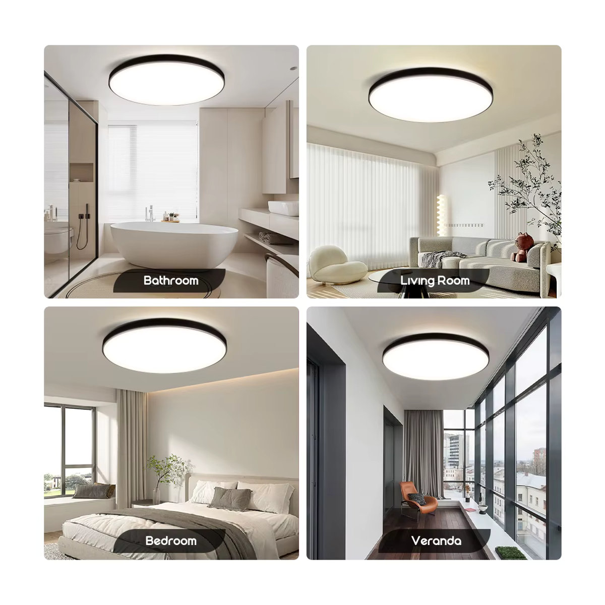 CHENBEN LED-Deckenleuchte minimalistisch in Schwarz oder Weiß für Wohnzimmer, Schlafzimmer und Toiletten - Bild 2