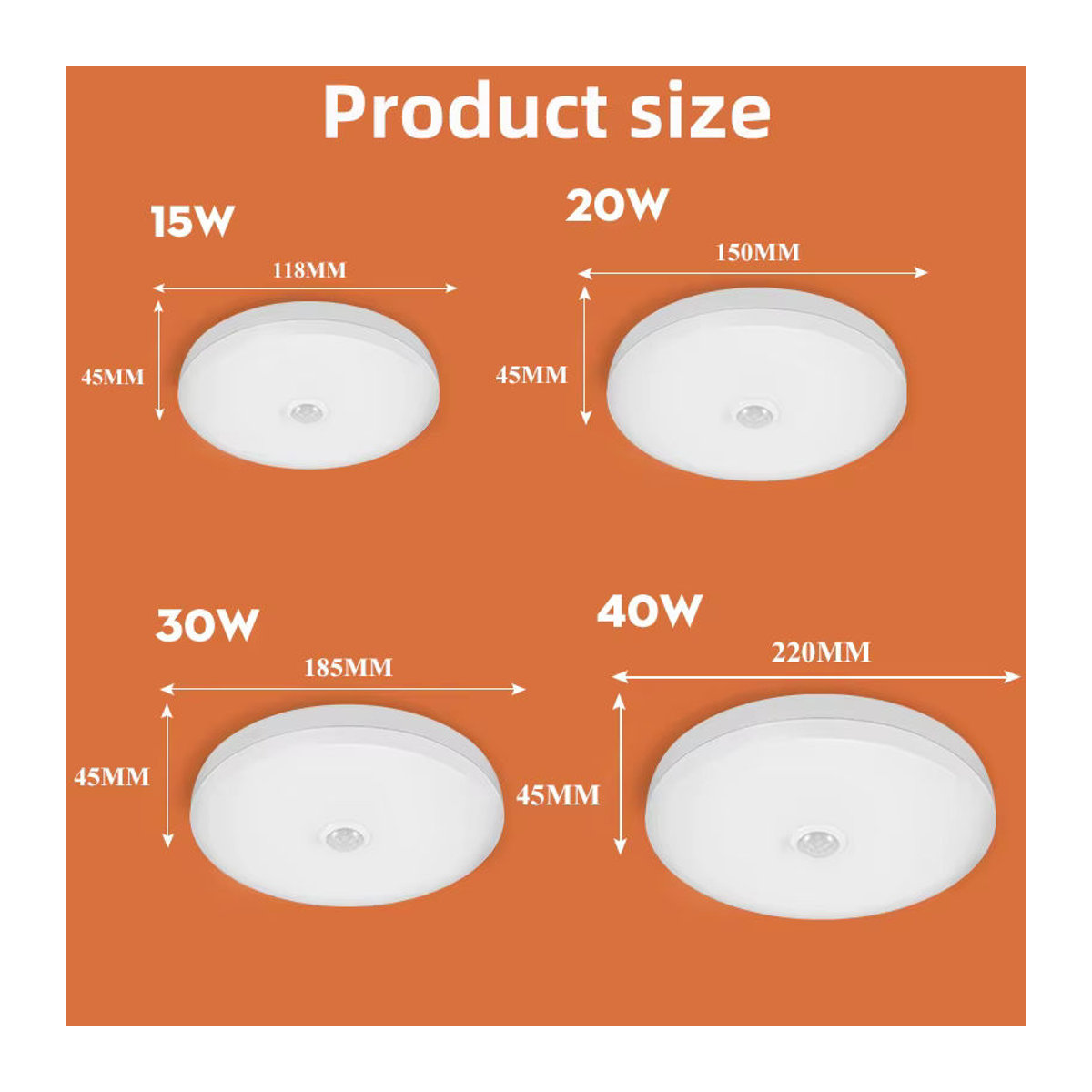 CHENBEN LED Deckenleuchte mit Bewegungsmelder in Weiß, minimalistisches Design, 40 W - Bild 4