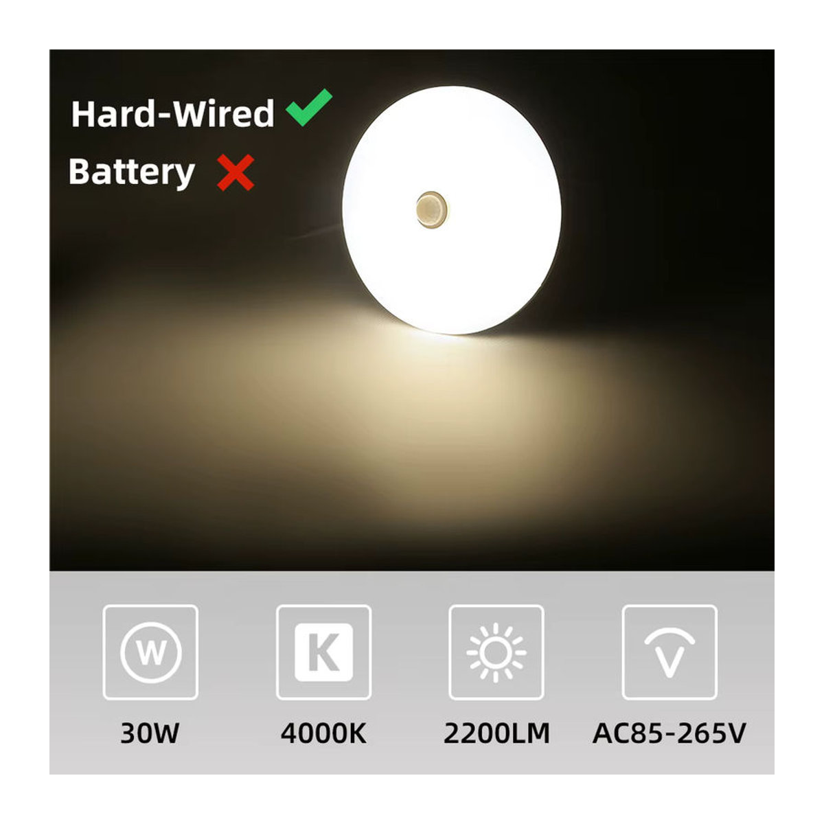 CHENBEN LED Deckenleuchte mit Bewegungsmelder in Weiß, minimalistisches Design, 40 W - Bild 5