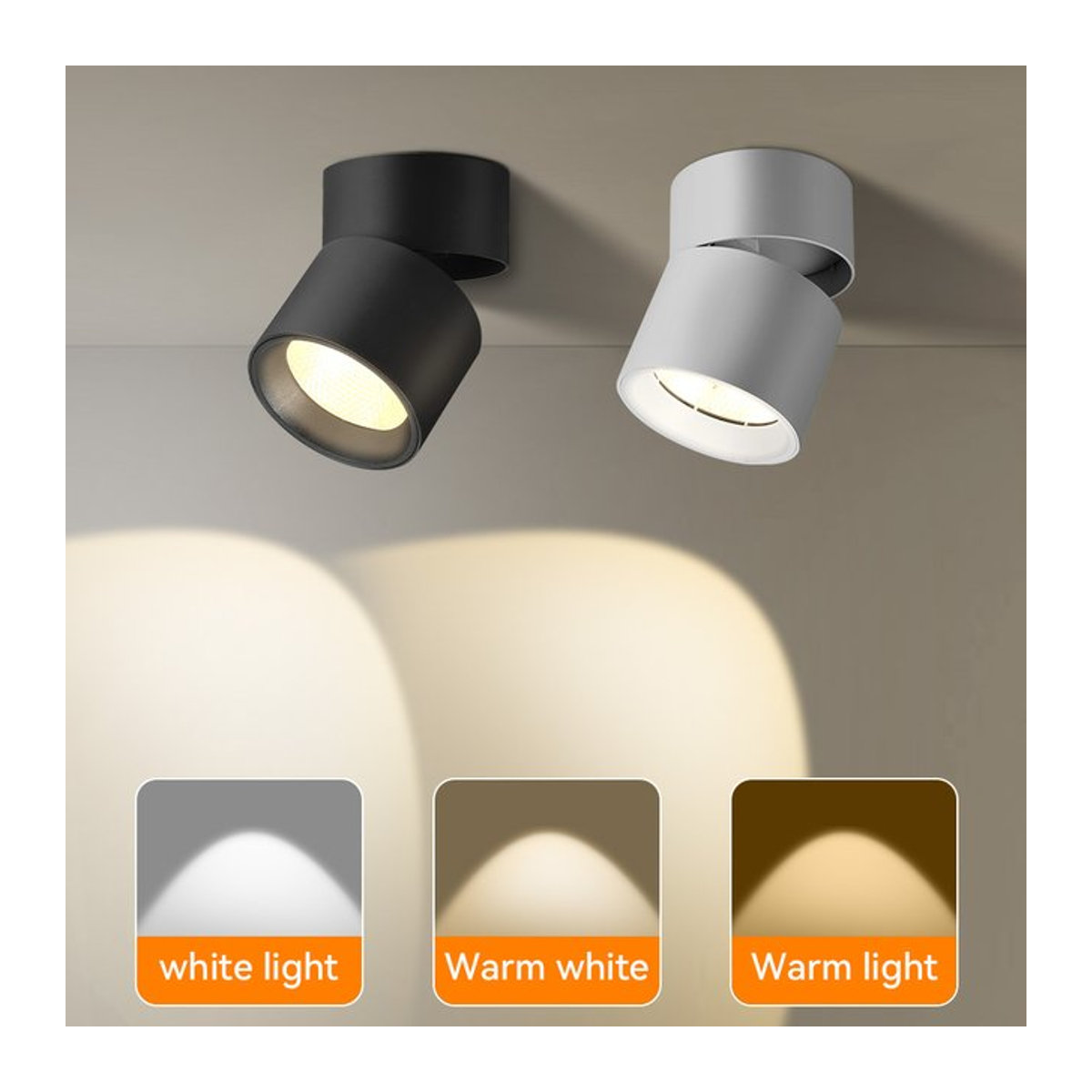 CHENBEN LED Einbaustrahler mit 3 Farbwechseln in Schwarz, minimalistisches Design für Küche, Schlafzimmer und Wohnzimmer - Bild 1